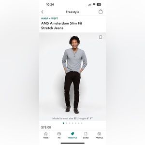 Black Warp + Weft Amsterdam Black Slim Jeans.  Size 32. Brand new, never worn.